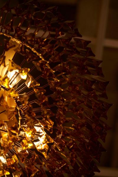  Venini Monumental Amber Murano Glass Chandelier or Flush Mount Attributed to Venini
