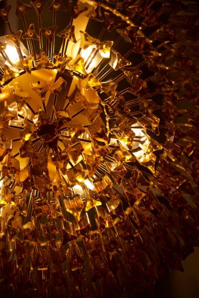  Venini Monumental Amber Murano Glass Chandelier or Flush Mount Attributed to Venini