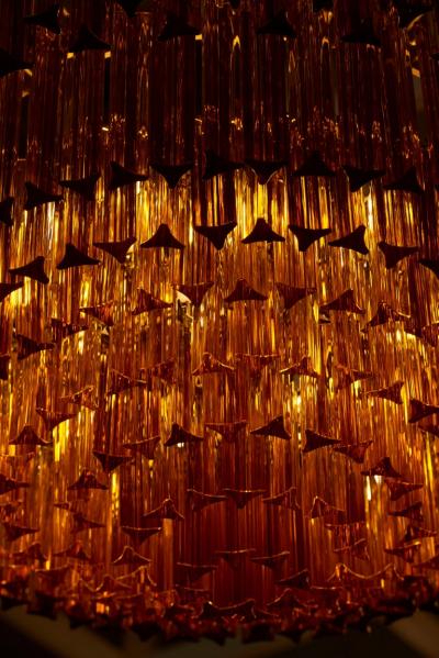  Venini Monumental Amber Murano Glass Chandelier or Flush Mount Attributed to Venini