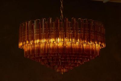  Venini Monumental Amber Murano Glass Chandelier or Flush Mount Attributed to Venini