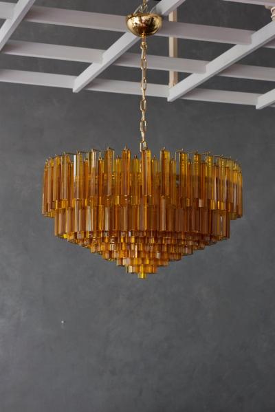  Venini Monumental Amber Murano Glass Chandelier or Flush Mount Attributed to Venini