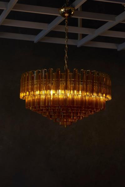  Venini Monumental Amber Murano Glass Chandelier or Flush Mount Attributed to Venini