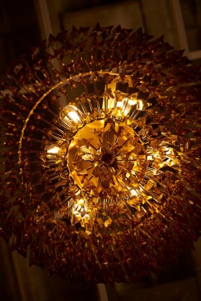  Venini Monumental Amber Murano Glass Chandelier or Flush Mount Attributed to Venini