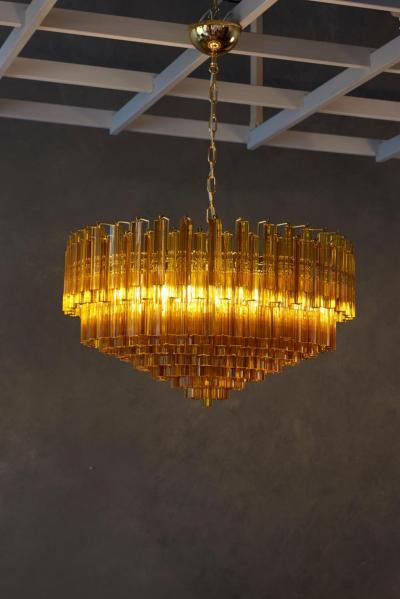  Venini Monumental Amber Murano Glass Chandelier or Flush Mount Attributed to Venini