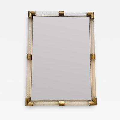  Venini Monumental Italian Venetian Torciglione Torchon Murano Glass Wall Mirror