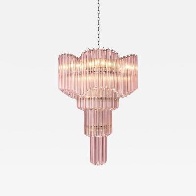  Venini Murano Glass Sputnik Pink Quadriedro Spyral Italian Chandelier in Dec Style