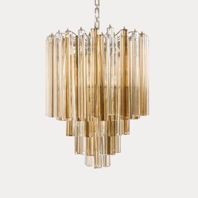  Venini Original Venini Tiered Amber Clear Glass Chandelier from Trilobo Series