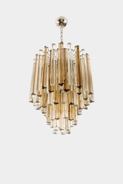  Venini Original Venini Tiered Amber Clear Glass Chandelier from Trilobo Series