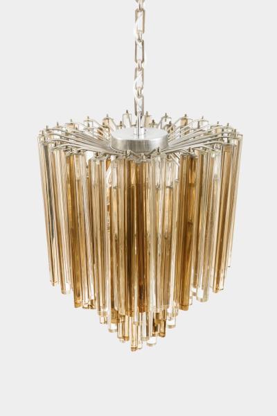  Venini Original Venini Tiered Amber Clear Glass Chandelier from Trilobo Series