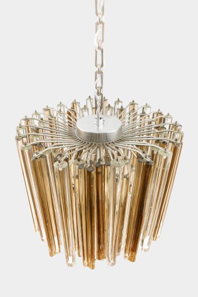  Venini Original Venini Tiered Amber Clear Glass Chandelier from Trilobo Series