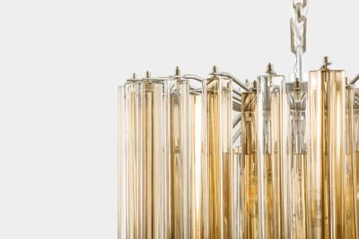  Venini Original Venini Tiered Amber Clear Glass Chandelier from Trilobo Series