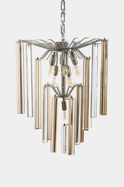  Venini Original Venini Tiered Amber Clear Glass Chandelier from Trilobo Series