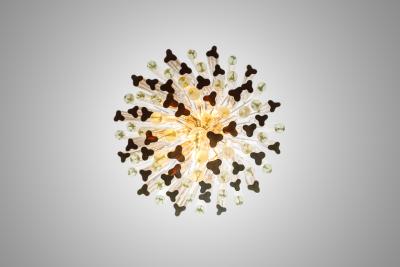  Venini Original Venini Tiered Amber Clear Glass Chandelier from Trilobo Series