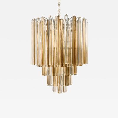  Venini Original Venini Tiered Amber Clear Glass Chandelier from Trilobo Series