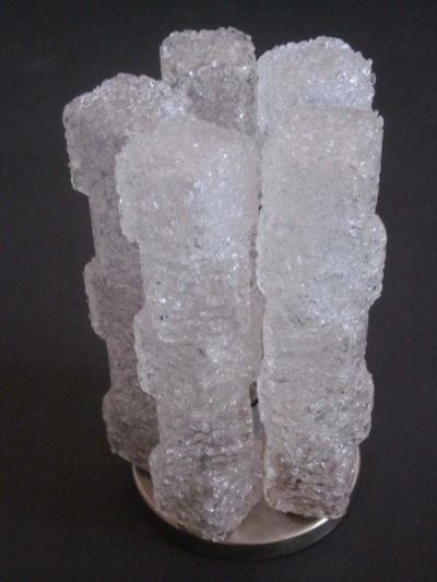  Venini Pair Italian Mid Century Modern Ice Cube Glass Table Lamps Venini