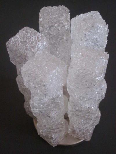  Venini Pair Italian Mid Century Modern Ice Cube Glass Table Lamps Venini