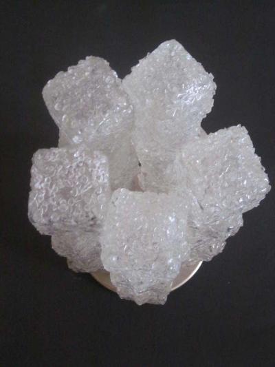  Venini Pair Italian Mid Century Modern Ice Cube Glass Table Lamps Venini