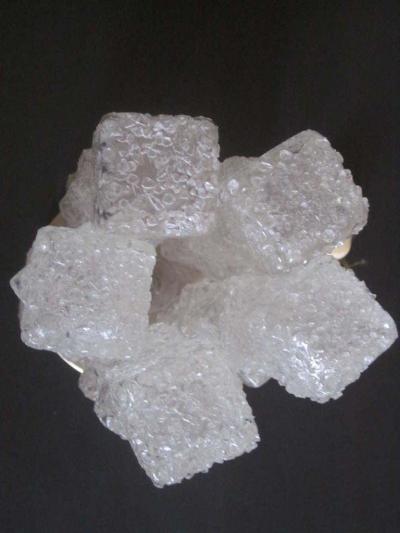  Venini Pair Italian Mid Century Modern Ice Cube Glass Table Lamps Venini