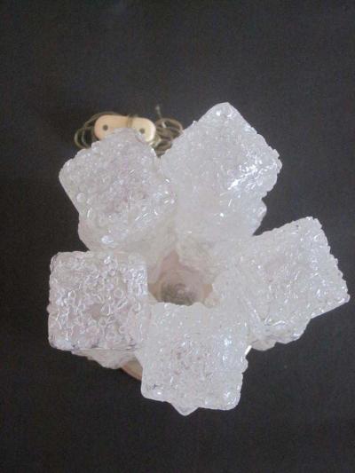  Venini Pair Italian Mid Century Modern Ice Cube Glass Table Lamps Venini