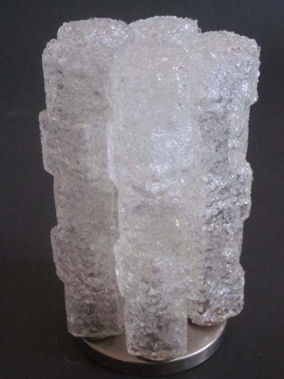  Venini Pair Italian Mid Century Modern Ice Cube Glass Table Lamps Venini