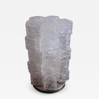  Venini Pair Italian Mid Century Modern Ice Cube Glass Table Lamps Venini