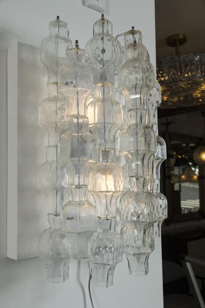  Venini Pair Of Unique Venini Style Crystal Blown Wall Lights UL Certified