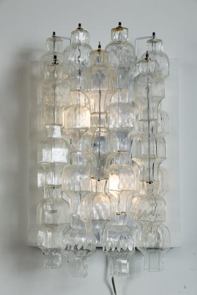  Venini Pair Of Unique Venini Style Crystal Blown Wall Lights UL Certified