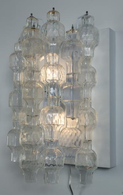  Venini Pair Of Unique Venini Style Crystal Blown Wall Lights UL Certified