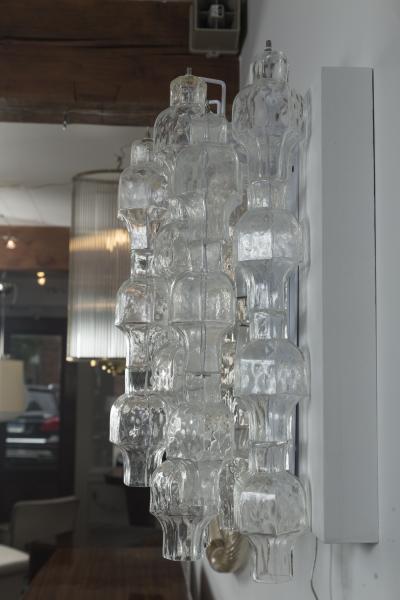  Venini Pair Of Unique Venini Style Crystal Blown Wall Lights UL Certified