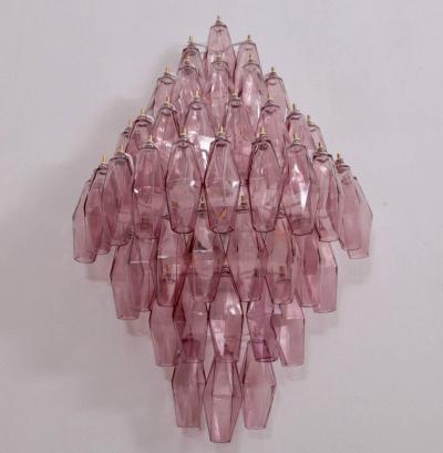  Venini Pair of Amethyst Polyhedral Glass Sconces Wall Lamps in the Manner of Venini