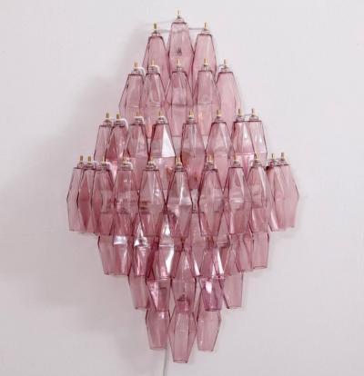  Venini Pair of Amethyst Polyhedral Glass Sconces Wall Lamps in the Manner of Venini