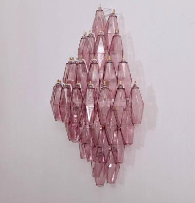  Venini Pair of Amethyst Polyhedral Glass Sconces Wall Lamps in the Manner of Venini