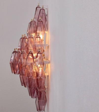  Venini Pair of Amethyst Polyhedral Glass Sconces Wall Lamps in the Manner of Venini