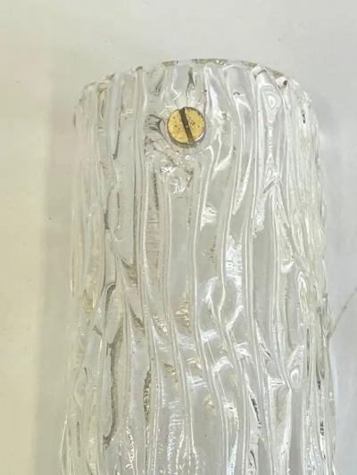  Venini Pair of Large Italian Mid century Murano Glass Bambu Wall Sconces by Venini