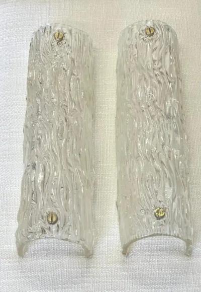  Venini Pair of Large Italian Mid century Murano Glass Bambu Wall Sconces by Venini