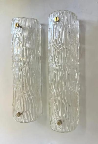  Venini Pair of Large Italian Mid century Murano Glass Bambu Wall Sconces by Venini