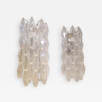  Venini Pair of Long 1970s Venini Style Polyhedron Murano Glass Sconces