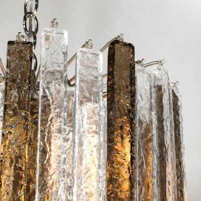  Venini Pair of Mid Century Modernist Hand Blown Mottled Murano Glass Pendants by Venini