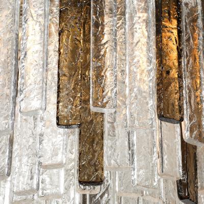  Venini Pair of Mid Century Modernist Hand Blown Mottled Murano Glass Pendants by Venini