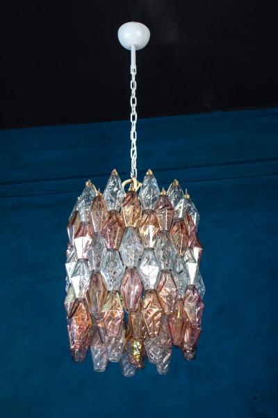  Venini Pair of Pink and Light Blu Poliedri Chandelier C Scarpa Venini Variation 1970