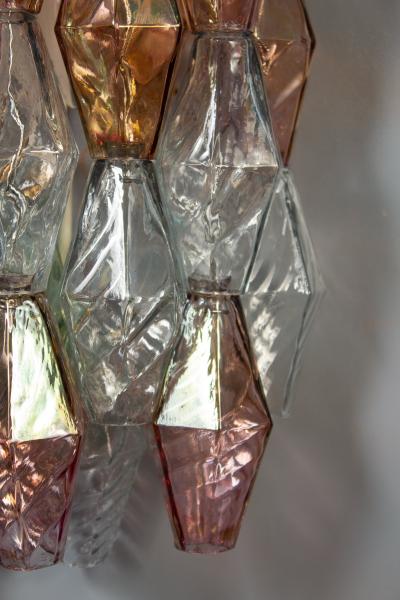  Venini Pair of Pink and Light Blu Poliedri Chandelier C Scarpa Venini Variation 1970