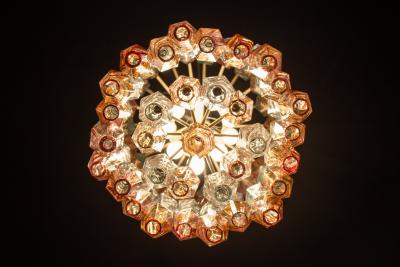  Venini Pair of Pink and Light Blu Poliedri Chandelier C Scarpa Venini Variation 1970