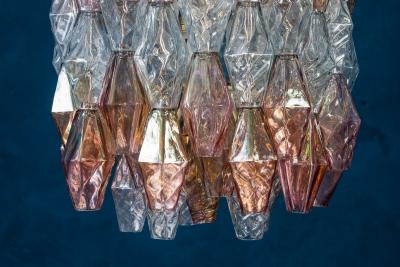 Venini Pair of Pink and Light Blu Poliedri Chandelier C Scarpa Venini Variation 1970
