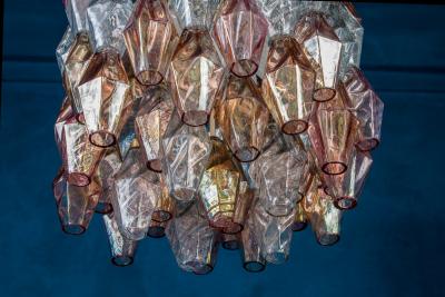 Venini Pair of Pink and Light Blu Poliedri Chandelier C Scarpa Venini Variation 1970
