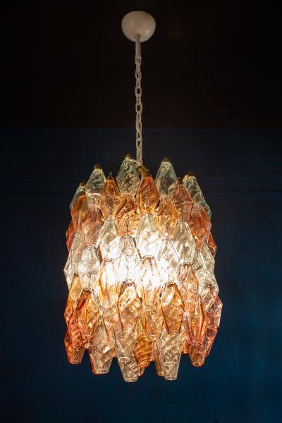  Venini Pair of Pink and Light Blu Poliedri Chandelier C Scarpa Venini Variation 1970