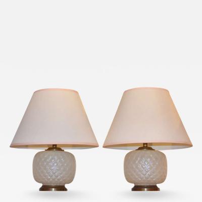  Venini Pair of Quilted Glass Table Lamps