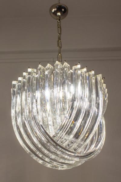  Venini Pair of Triedri Curvati Murano Glass Chandelier by Carlo Nason for Venini 1970