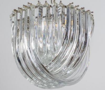  Venini Pair of Triedri Curvati Murano Glass Chandelier by Carlo Nason for Venini 1970