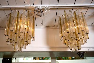  Venini Pair of Venini Trilobo chandeliers Italy c1960