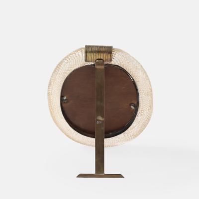  Venini Rare Oval Murano Glass with Gold Inclusions and Brass Picture Frame by Venini